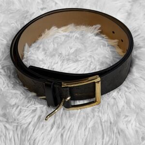 Michael Kors Belt Women L Black MK Logo Embossed Leather Gold Buckle 556041c